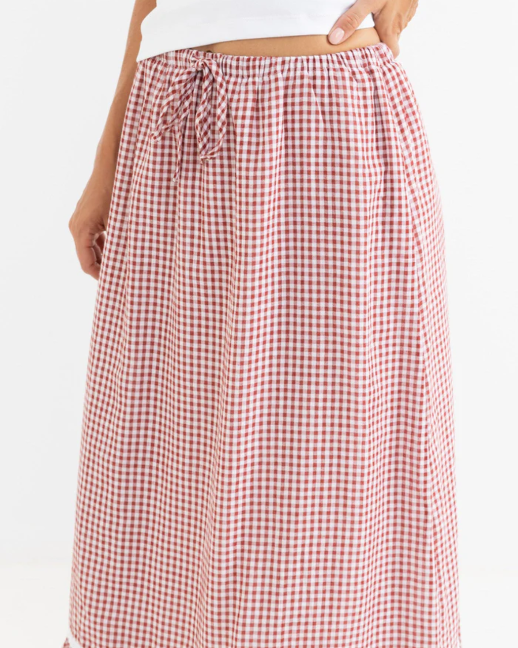 LOLA CHECK TIERED MAXI SKIRT